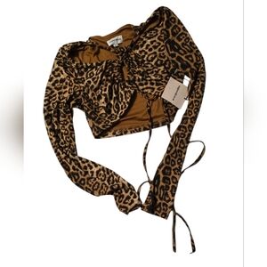 superdown Leopard Print Long Sleeve Top